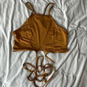 Small tie around halter top (camel color)